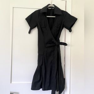 Diane Von Furstenberg Brown Cotton Short Sleeve Wrap Black Dress size 2